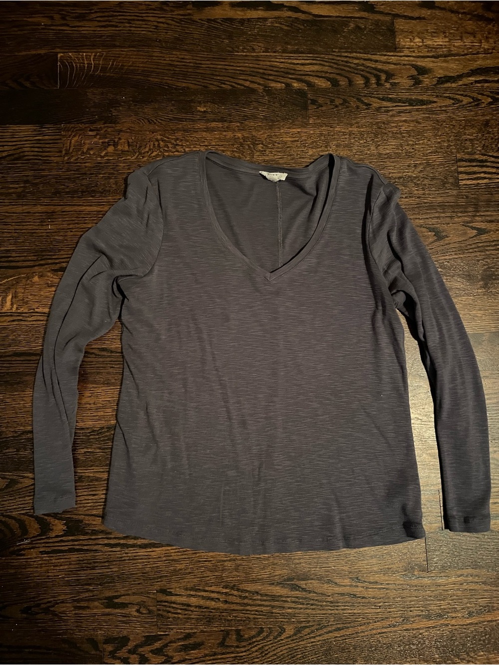 NIC+ZOE Charcoal Gray V-Neck Long Sleeve Soft Stretch Knit Top Shirt Size M